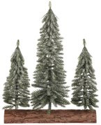 Dekoracja świąteczna Choinki na pniu – trio, 34 cm, ośnieżone, zielony