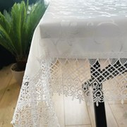 Obrus z gipiurą Gałązka prostokątny biały elegancki 130x180 cm