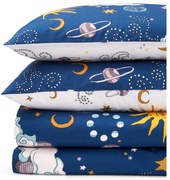 Biało-niebieska bawełniana pościel jednoosobowa 135x200 cm Disco Space – Their Nibs