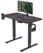 Biurko regulowane elektrycznie orzech/ czarne: EGON, 1100 x 720 x 600 mm