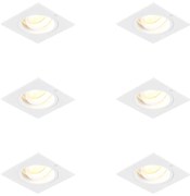 Zestaw 6 kwadratowych reflektorów wpuszczanych, obrotowych i uchylnych, biały - Chuck