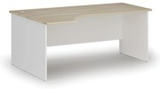 Narożne biurko PRIMO WHITE, 180x120 cm, lewe, biały/dąb naturalny