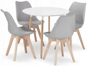 Biały stół + 4 sztuki szarych krzeseł M7-L36