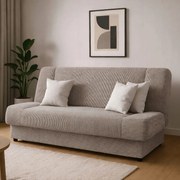 Sofa z Funkcją Spania PIANO Rozkładana Wersalka Dwuosobowa Beżowa Sztruksowa Nowoczesna do Salonu