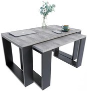 Komplet Dwóch Nowoczesnych Stolików Kawowych Beton + Czarny R5-N57