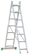 Aluminiowa dwuczęściowa drabina uniwersalna ALVE EUROSTYL przystosowana do używania na schodach, 2x7 szczebli, długość 3,14 m