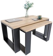 Komplet Stolików Czarny Kawowych Dąb Sonoma + Z0-L05