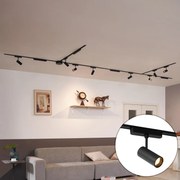System oświetlenia szynowego z 8 reflektorami i 4 lampami sufitowymi, czarny, 1-fazowy - Magnetic Gert Puntua