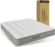 Materac z zimnej pianki - 180 x 200 cm - wys. 20 cm - z rdzeniem sprężynowym - Pianka + Sprężyna - biały