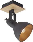 Reflektor industrialny czarny z drewnem, obrotowy i przechylny - Jakub