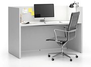 Zestaw mebli biurowych single z parawanem SEGMENT, prosty, biały/biały