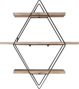 Półka ścienna – 70 x 16 x 60 cm – Złota i czarna – Drewno lite