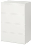 HOMCOM Komoda z 4 szufladami, biała, 55 x 33 x 80 cm, szafka biurowa z zabezpieczonymi uchwytami, do salonu i sypialni