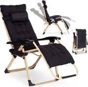 Regulowany leżak ogrodowy, składany, z poduszką Corsica 009, czarny/złoty