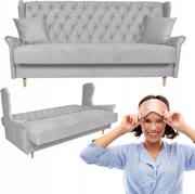 Sofa USZAK rozkładana WELUR wersalka 3 osobowa GAJA szara Family Meble