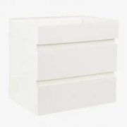 Zestaw Mebli Łazienkowych Z Drewna I Forniru Jesionowego Z Wbudowaną Umywalką Ona Biała & Bezlusterkowiec & Bez Kranu & ↔︎ 60 Cm - Sklum