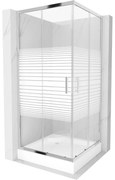 Mexen Rio kabina prysznicowa kwadratowa 90 x 90 cm, białe pasy, chrom + brodzik Rio, biały - 860-090-090-01-20-4510