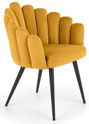 Musztardowe tapicerowane krzesło kubełkowe H9-S84
