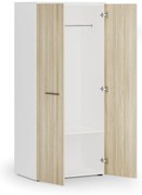 Szafa ubraniowa biurowa PRIMO WHITE, 1 półka, drążek do szafy, 800 x 500 x 1781 mm, biały/dąb naturalny