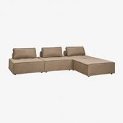 3-częściowa Modułowa Sofa I Pufa W Tkaninie Vermont Tkaniny Piaskowy Brąz - Sklum