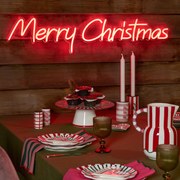 Lampka ścienna neonowa czerwona na Boże Narodzenie - Merry Christmas