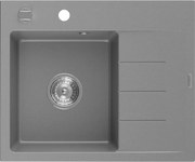 Mexen Ben zlewozmywak granitowy 1-komorowy z ociekaczem, lewy 600 x 500 mm, szary, syfon chrom - 6522605000-71