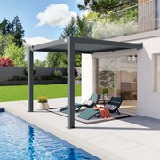 PRIMEYARD 3x3 pergola przyścienna w kolorze antracyt, z dachem lamelowym w kolorze antracyt - (400140)