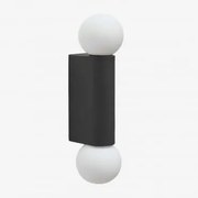 Kinkiet Ścienny Z 2 Kulami Szklanymi Do Użytku Zewnętrznego, Aluminiowy Irvine Czarna - Sklum