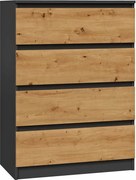 Komoda Loft Z Szufladami Antracyt + Dąb Artisan D6-G10