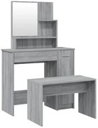 Nowoczesna wąska toaletka ze stołkiem szary dab sonoma E2-R36