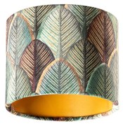 Abażur welurowy z wzorem liści i złotym wnętrzem 18/18/14