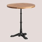 Okrągły Stolik Barowy Z Drewna Akacjowego Azteca Ø70 Cm & Czarny - Sklum