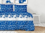 Pościel satynowa DELFY 220X200 niebieska Premium GRENO
