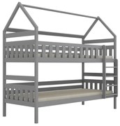 Łóżko piętrowe domek FELIKS 160x80 szare drewniane KOCOT KIDS