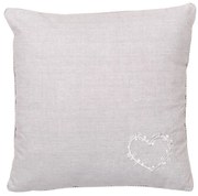Poduszka dekoracyjna do salonu CONSTANCE, haftowane serduszko, bawełna, 40 x 40 cm