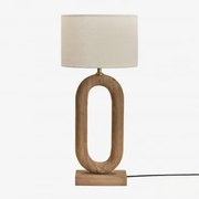 Lampa Stołowa Z Drewna Mango Tiberia Drewno Mango & Biały Ø30 Cm - ↑25 Cm Arlina - Sklum