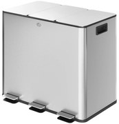 HOMCOM Kosz na śmieci z 3 x 15 L komorami, pokrywy dezodorantowe, odporny na odciski, Soft-Close, wyjmowany, Srebrny