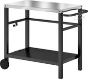 Outsunny Wózek Grillowy 2-poziomowy z Blatem, Półkami, Haczkami i Kółkami ze Stali Nierdzewnej, 102 x 56 x 81 cm | Aosom PL