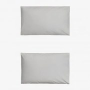 Pack 2 Poszewek Na Poduszki Z Perkalu Bawełnianego O Gęstości 180 Nitek Lesia Jasnoszary & 50 X 75 Cm - Sklum