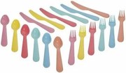 Zestaw plastikowych sztućców dla dzieci Rainbow, 18 sztuk, 6 kolorów