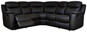 Skórzana kanapa narożna EVASION z funkcją relax - Czarny
