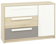 Komoda DOT 138 buk/biała/szara ML MEBLE