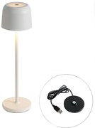 Zewnetrzna Lampa stołowa kremowa ładowana z ładowarką - Raika Nowoczesny Oswietlenie zewnetrzne