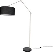 Lampa podłogowa stalowa regulowana z czarnym kloszem 50 cm - Editor