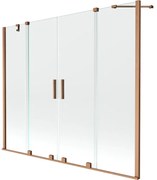Mexen Velar Duo parawan nawannowy 2-skrzydłowy rozsuwany 200 x 150 cm, transparent, miedź szczotkowana - 896-200-000-02-65