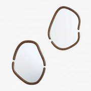 Zestaw 2 Nieregularnych Luster Ściennych Z Mdf Vixidel Ciemne Drewno - Sklum