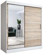 Szafa przesuwna MODUO COMFORT 3 180 biała mat/dąb sonoma z lustrem MKPOL