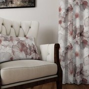 Zasłona kwiatowa dekoracyjna nowoczesna biała stonowana - szer. 150 cm