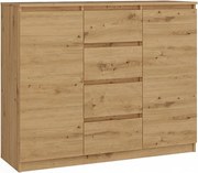 Komoda Malwa 2D4S |  Dąb Artisan| 120x40x97 cm | 2 Drzwi, 4 Szuflady