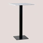 Kwadratowy Wysoki Stolik Barowy 60x60 Cm Z Marmuru Livanto Biały Marmur Guangxi & Czarny - Sklum